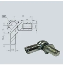 Cage à rotule avec rotule diamètre 13 (chape M8-Acier-30mm)