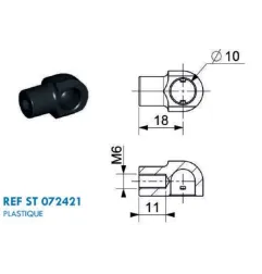 Cage à rotule diamètre 10 (chape M6-Plastique-18mm)