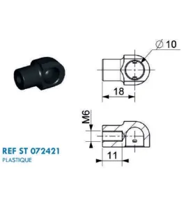 Cage à rotule diamètre 10 (chape M6-Plastique-18mm)