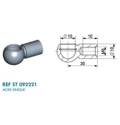 Cage à rotule diamètre 10 (chape M6-Acier-20mm)