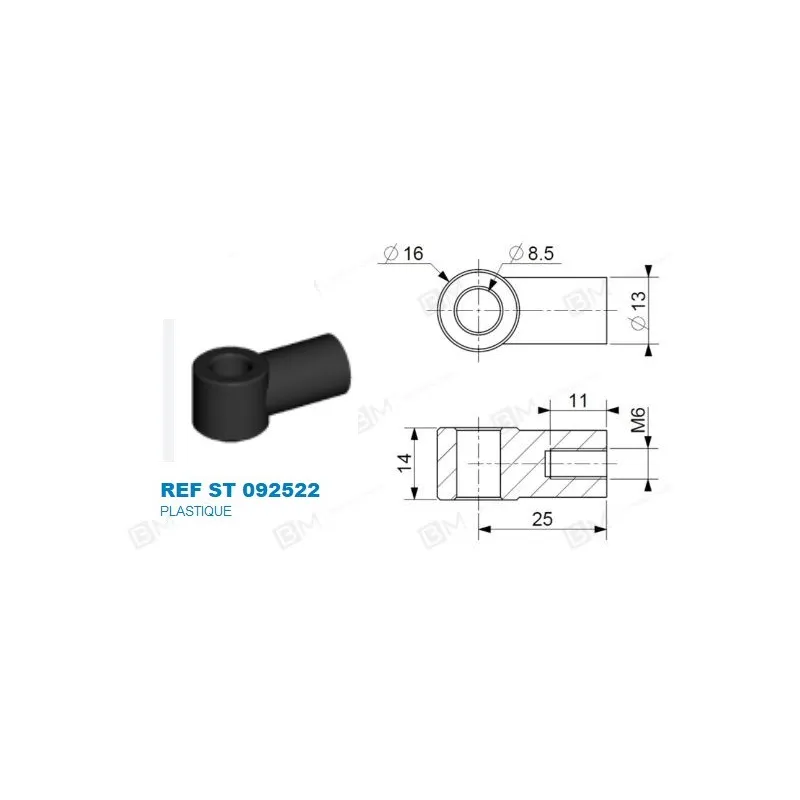Chape à oeil 8/14 (chape M6-Plastique-25mm) Chape à oeil 8/14 (chape M6-Plastique-25mm)