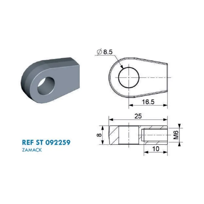 Chape à œil 8,5 (chape M6-Aluminium-16.5mm) Chape à œil 8,5 (chape M6-Aluminium-16.5mm)