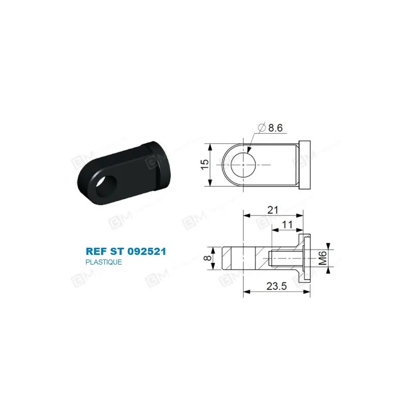 Chape à oeil 8/8 (chape M6-Plastique-23.5mm) Chape à oeil 8/8 (chape M6-Plastique-23.5mm)