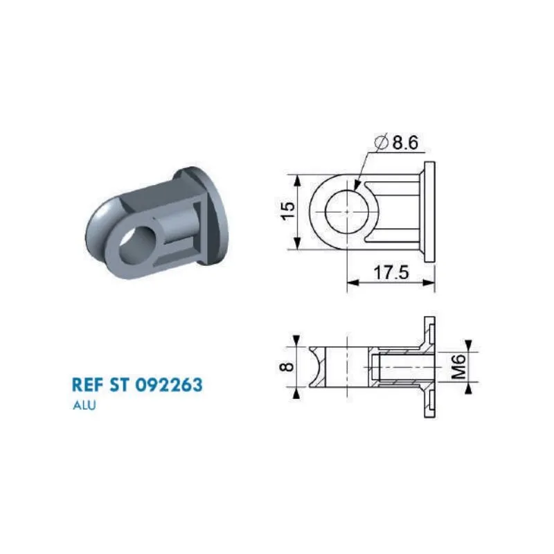 Chape à oeil 8/8 (chape M6-Aluminium-17.5mm) Chape à oeil 8/8 (chape M6-Aluminium-17.5mm)