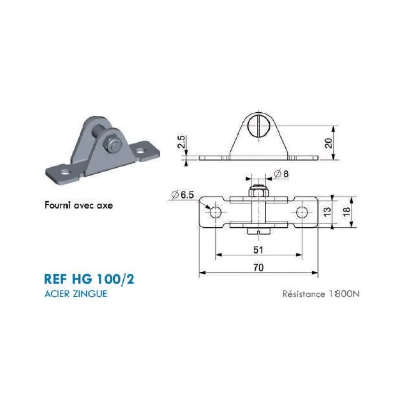 Support type U pour chape à œil - 8mm Support type U pour chape à œil - 8mm