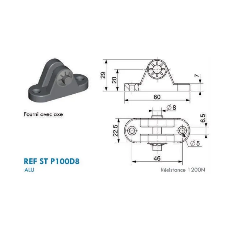 Support type U pour chape à œil - 8mm Support type U pour chape à œil - 8mm