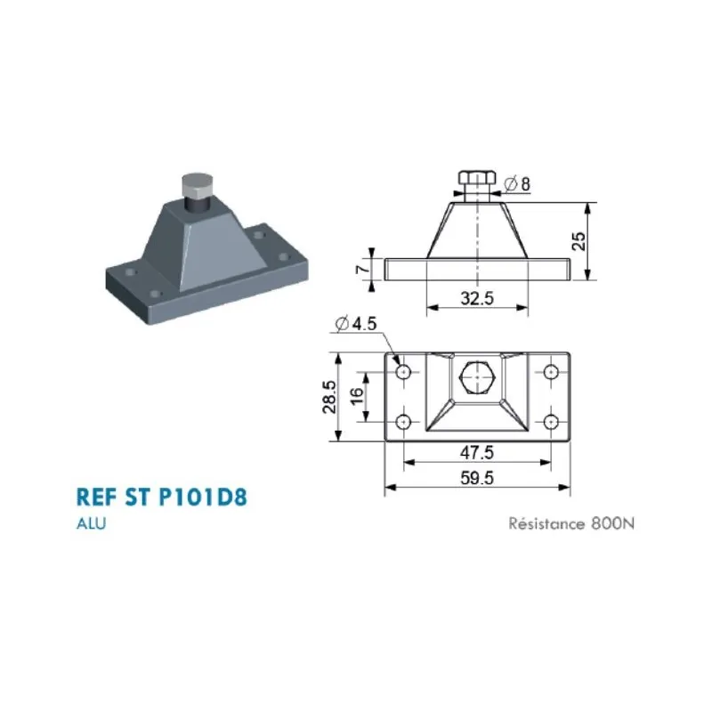 Support type Pyramide pour chape à œil - 8 mm Support type Pyramide pour chape à œil - 8 mm