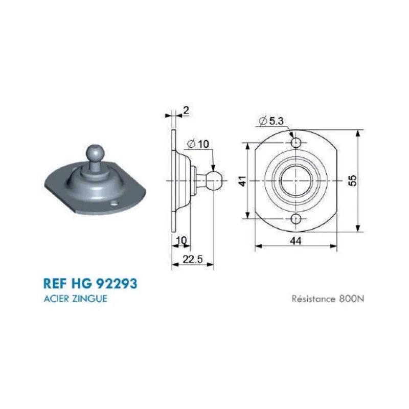 Support type Platine pour cage à rotule - 10 mm Support type Platine pour cage à rotule - 10 mm