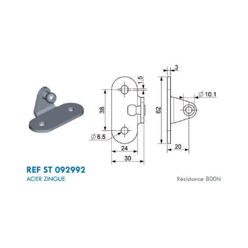 Support type Equerre pour cage à rotule - 10 mm Support type Equerre pour cage à rotule - 10 mm