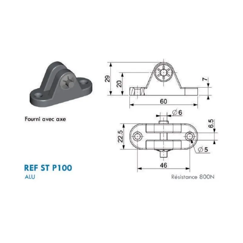 Support type U pour chape à œil - 6 mm Support type U pour chape à œil - 6 mm