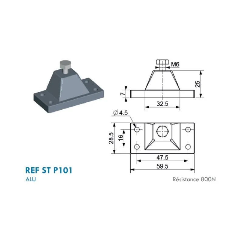 Support type Pyramide pour chape à œil - 6 mm Support type Pyramide pour chape à œil - 6 mm