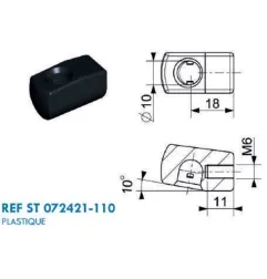 Cage à rotule diamètre 10 axe 10 (chape M6-Plastique-18mm)