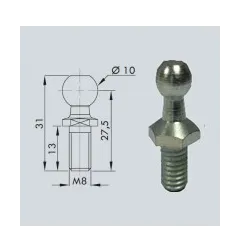 Rotule diamètre 10 (M8-Acier-27mm)