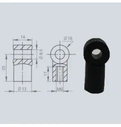 Chape à oeil 8/14 (chape M6-Plastique-25mm)