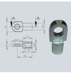 Chape à oeil Diamètre 6,1 mm (chape M6-Acier-25mm)