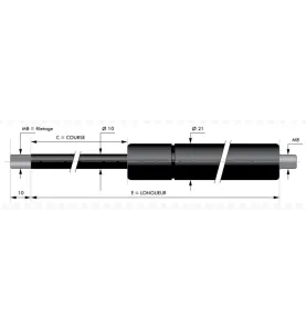 Verin à compression chapes filetées diam10 - filetage M8 c60 - l180 - f1150