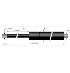 Verin à compression chapes filetées diam14 - filetage M8 c500 - l1055 - f1200