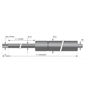Verin à compression inox chapes filetées diam10 - filetage M8 c400 - l855 - f700
