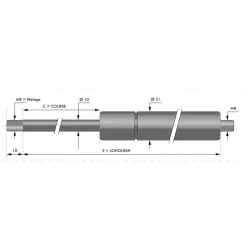 Verin à compression inox chapes filetées diam10 - filetage M8 c400 - l855 - f800