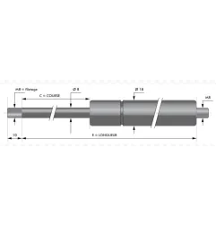 Verin à compression inox chapes filetées diam 8mm - filetage M8 c250 - l545 - f650