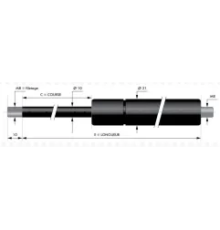 Verin à compression chapes filetées diam10 - filetage M8 c250 - l610 - f900