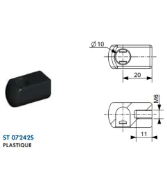 Cage à rotule diamètre 10 (chape M6-Plastique-20mm)