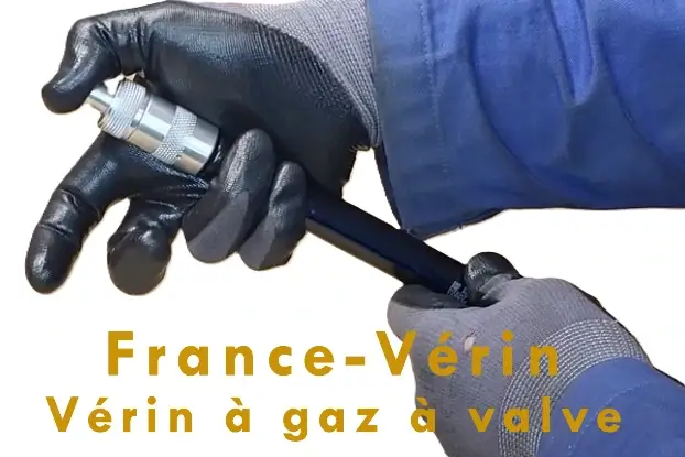 Vérin à gaz acier - Chape filetée avec valve